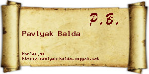 Pavlyak Balda névjegykártya